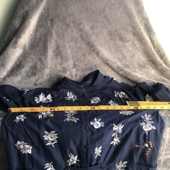 𝅺FRENCH connection blue embroidered floral dress bathing suit cover size 8‎ - Picture 9 of 15